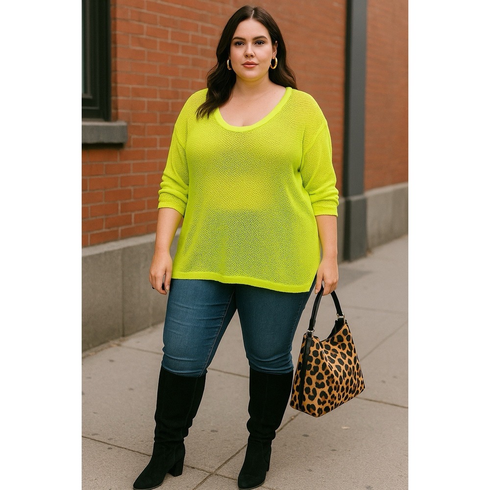 Torrid Chartreuse‎ Neon Size 0 Open Weave Sweater